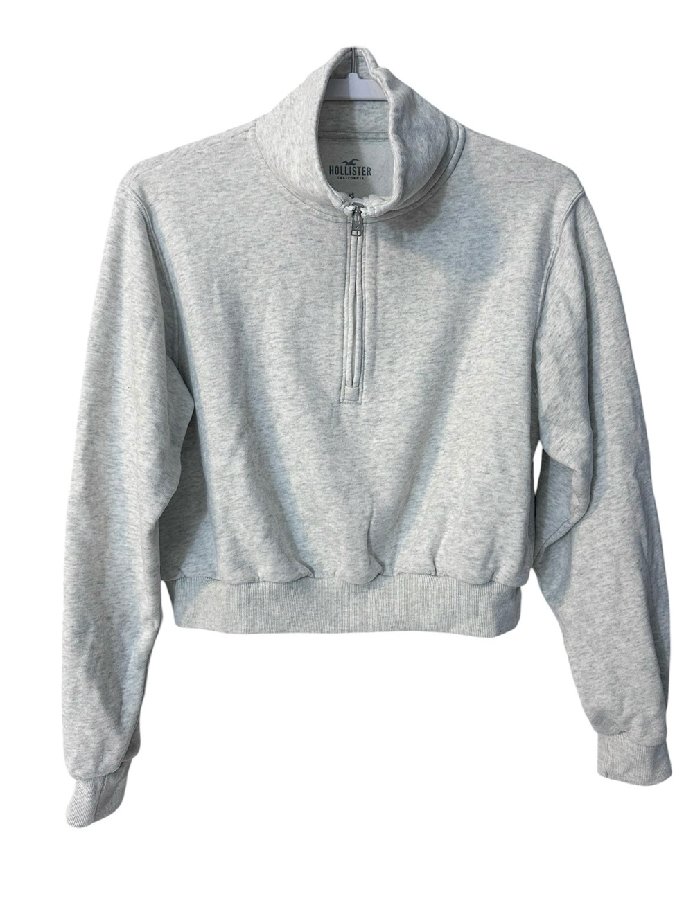 Hollister Gray Crop Half Zip Sweatshirt